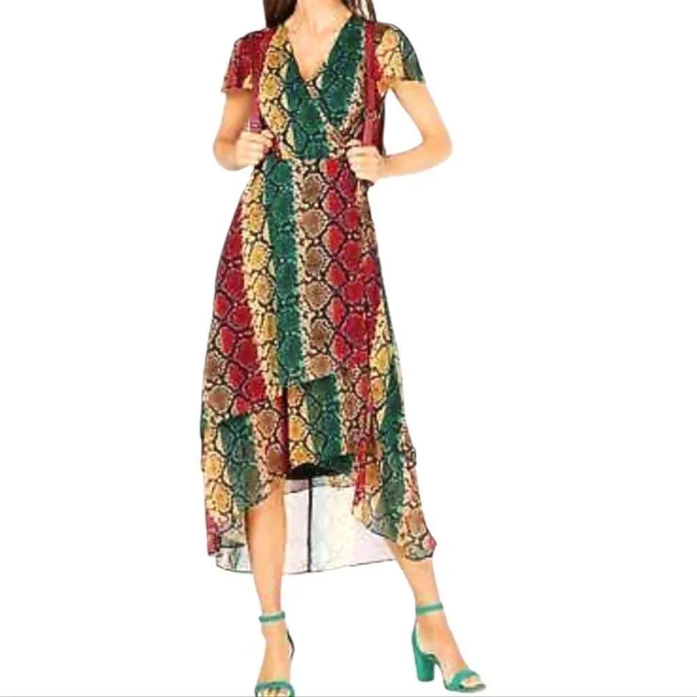EC INC "RAINBOW PYTHON" WRAP DRESS SZ.6